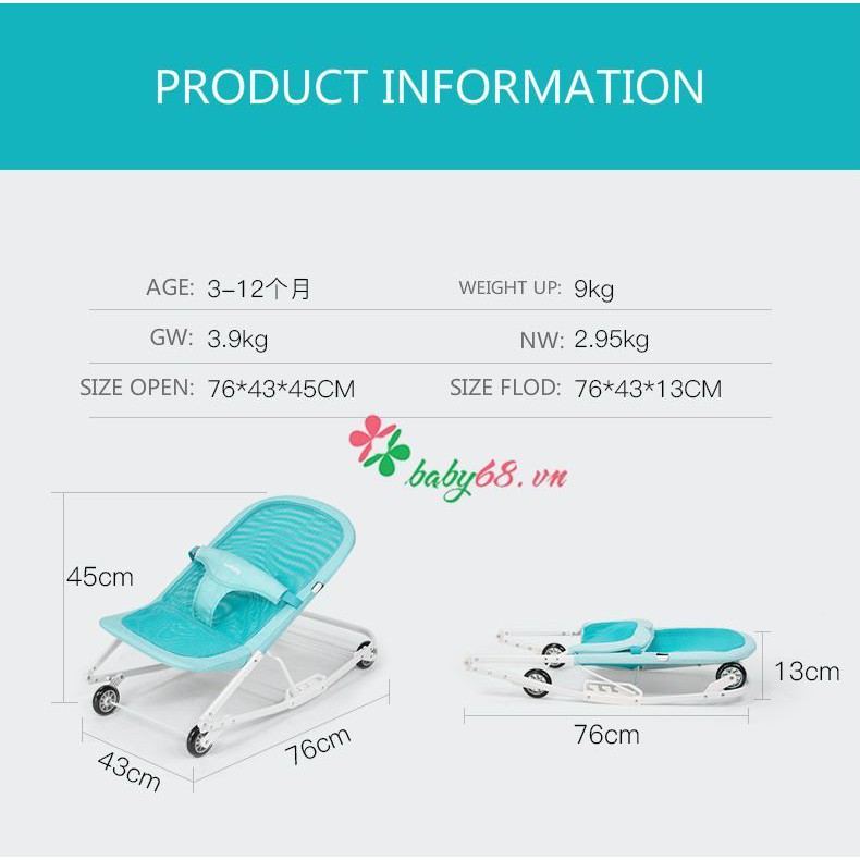 Xe nhún ăn bột có bập bênh + mùng hiệu Seebaby R1 ( hàng chính hãng )