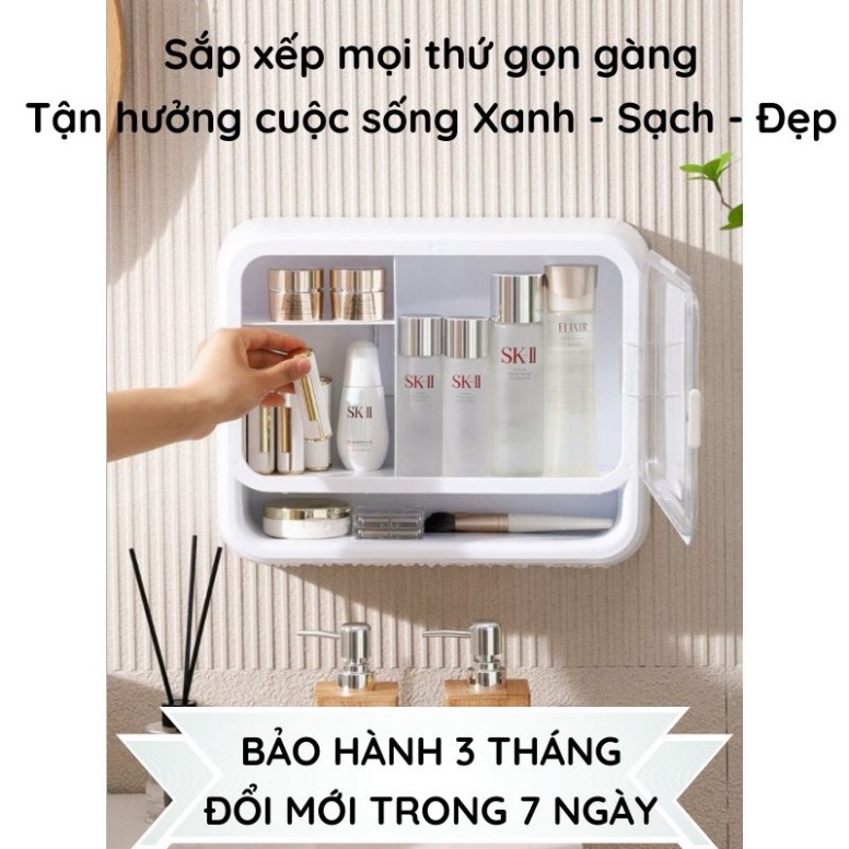 Kệ đựng mỹ phẩm treo tường loại lớn - Kệ treo nhà tắm gắn tường cao cấp kiêm tủ thuốc bằng nhựa Tekohome Store