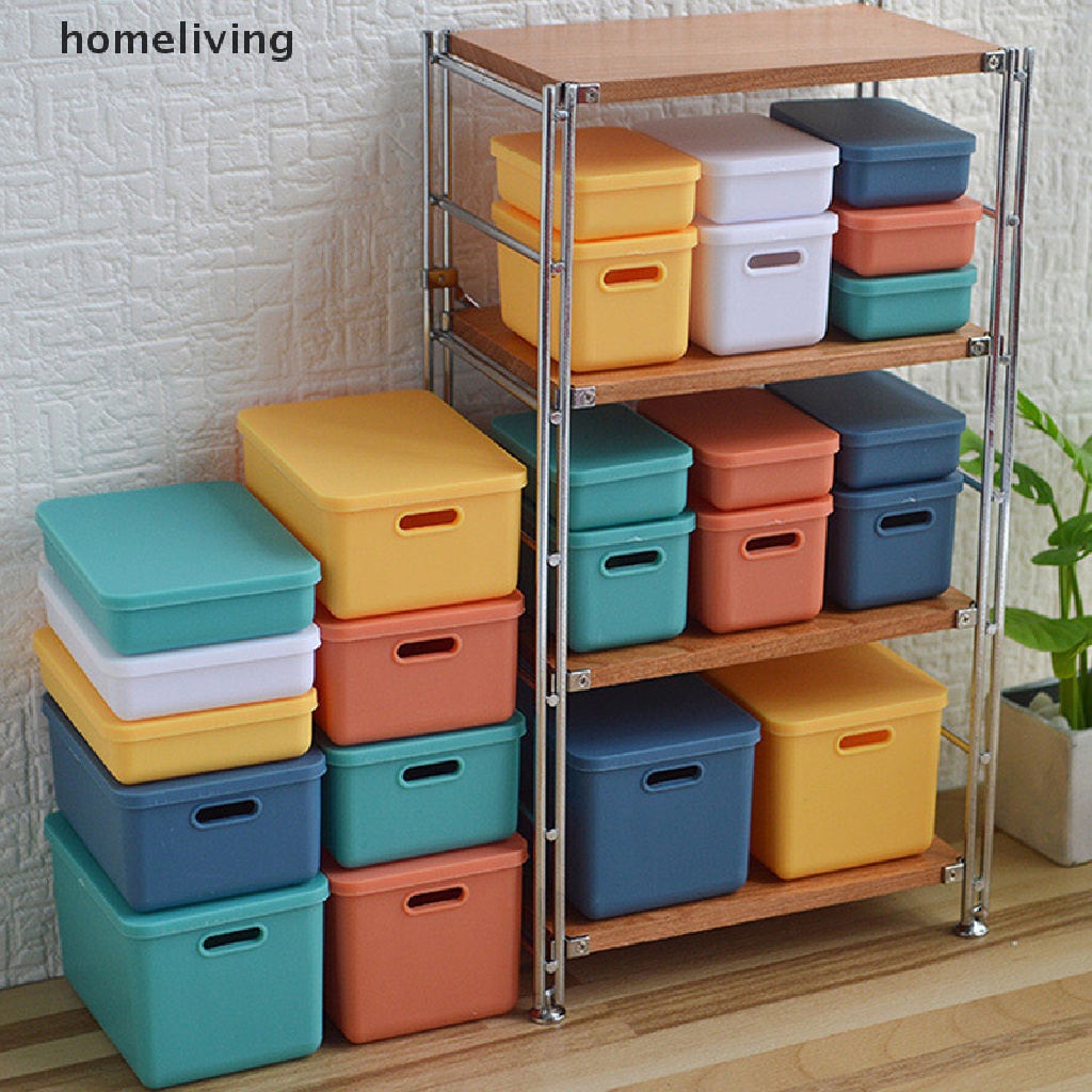 Set 6 Hộp Nhựa Mini 1: 6 1: 12 Có Nắp Đậy Trang Trí Nhà Búp Bê