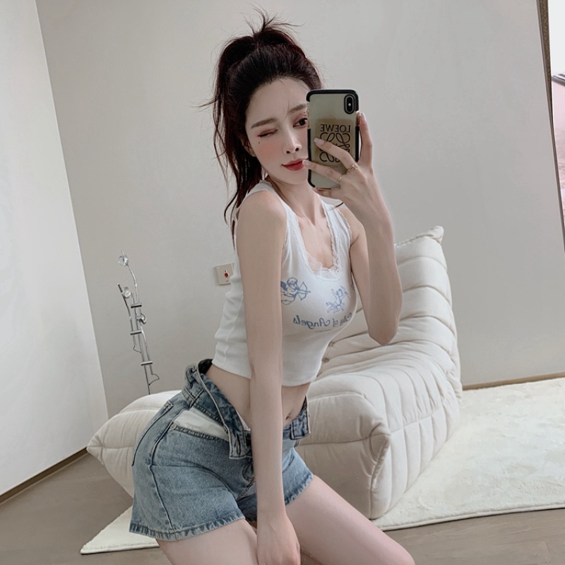 Áo Hai Dây Phối Ren Quyến Rũ Thời Trang Mùa Hè Cho Nữ