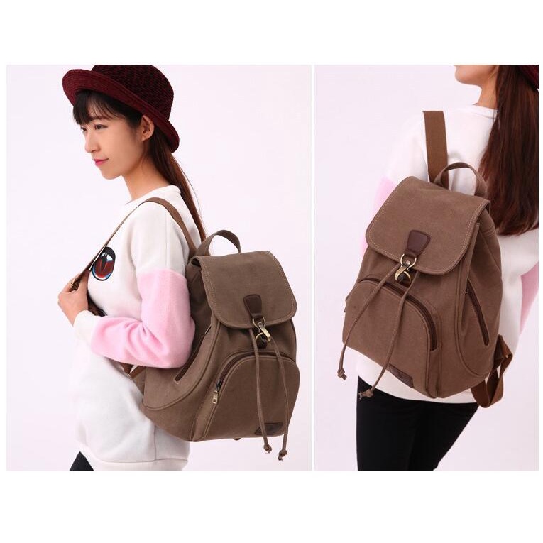 Ba Lô Chuwanglin Bằng Vải Canvas Phong Cách Preppy Cá Tính Cho Nữ