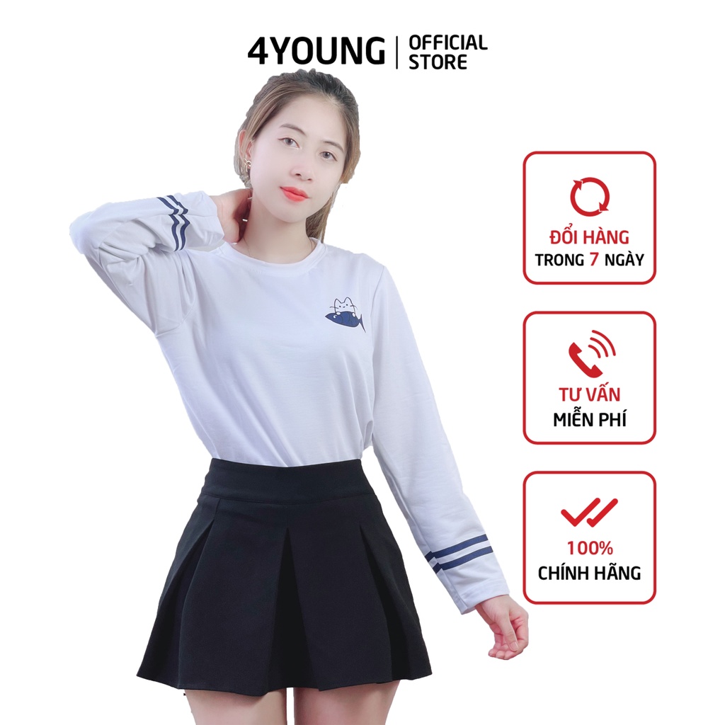 Áo thun nữ tay dài thêu mèo ATN01