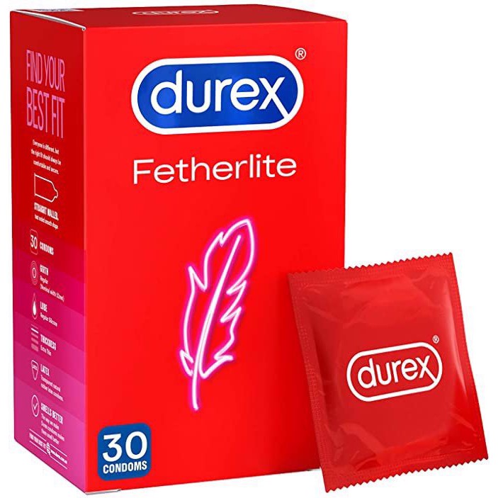 Hộp 30 Cái Bao Cao Su Siêu Mỏng, Có Gai Durex Fetherlite Ultra Thin Feel Condoms