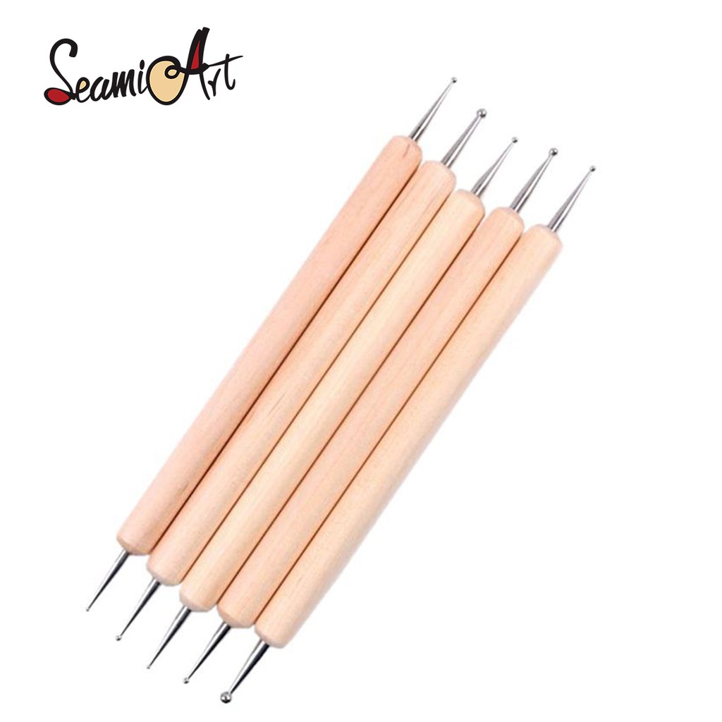 Set 5 thanh hỗ trợ đính đá SeamiArt trang trí móng tay từ inox và gỗ DIY