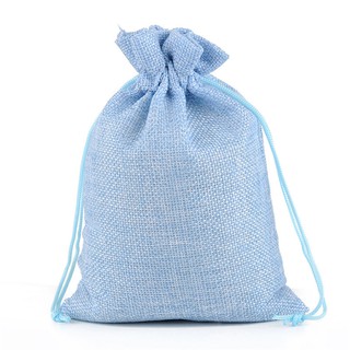 10x14 cm - túi vải bố túi dây rút túi hoa khô túi trang trí túi trang sức túi đựng tiện lời loại nhỏ màu xanh da trời