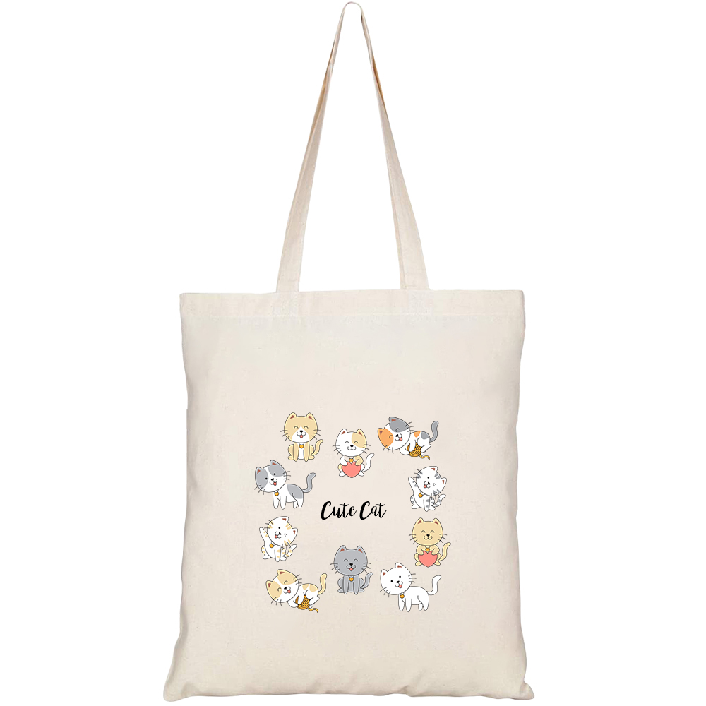 Túi vải tote canvas HTFashion in hình cute cats collection HT70