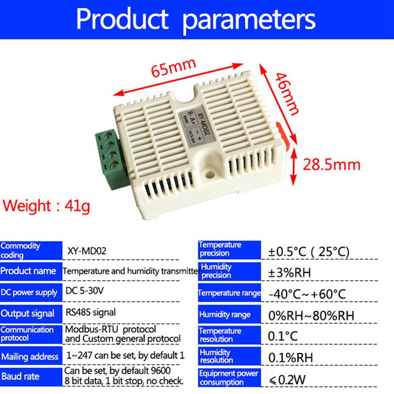 Bộ cảm biến công nghiệp phát nhiệt độ và độ ẩm MD02 SHT20