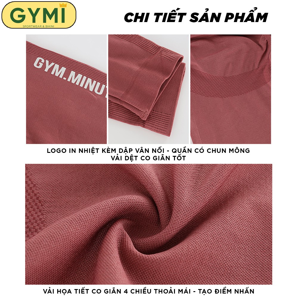 Quần tập gym yoga nữ chun mông Gym Minute QD16 dáng legging thể thao lưng cao nâng mông chân có viền trắng GYMI