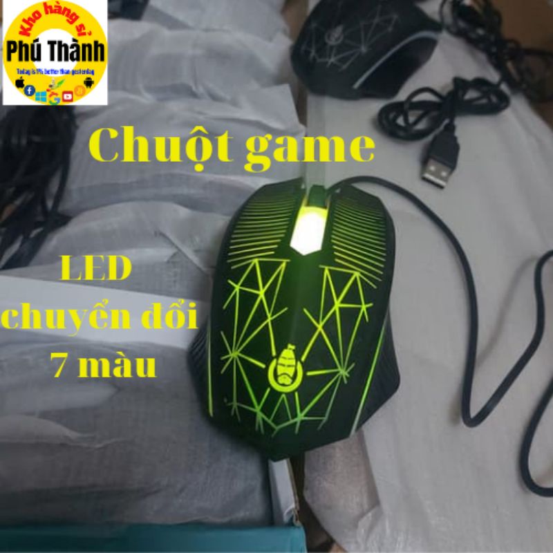 Chuột gaming LED 7 màu D600 đèn nhấp nháy Cấp Cao, Đẹp Chính hãng - BH 5 năm