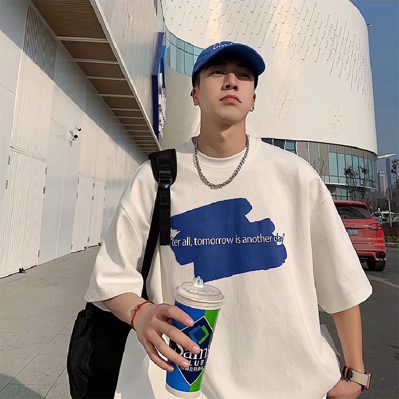 Áo Thun Tay Ngắn Dáng Rộng In Chữ Thời Trang Mùa Hè Cho Nam Size M-5XL