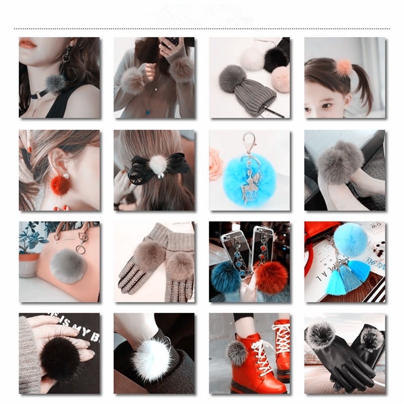 Lông thỏ gắn chóp mũ (lông thật)