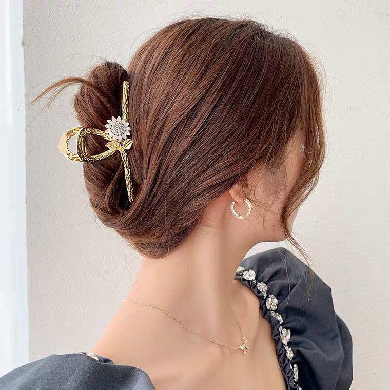 Kẹp Tóc Hình Hoa Hướng Dương Bằng Hợp Kim Cỡ Lớn Phong Cách Hàn Quốc Thời Trang Mùa Hè Cho Nữ
