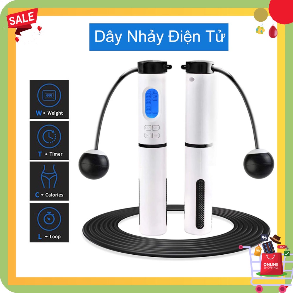 Dây Nhảy Không Dây Đếm Số Điện Tử - Dây Nhảy Không Dây Tập Thể Dục, Giảm Cân,có Bóng + Dây Lõi Thép + Đếm Calo