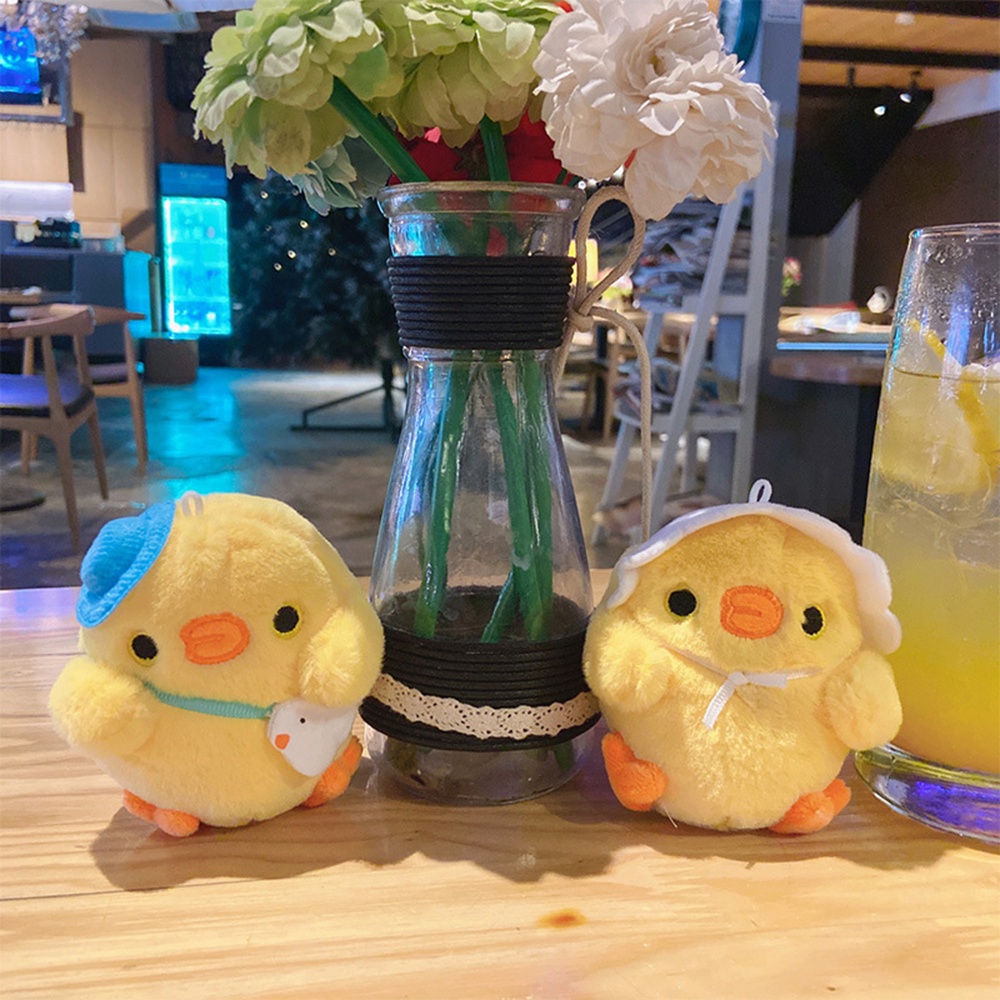 Đồ Chơi Búp Bê Nhồi Bông Hình Chú Gà Đội Mũ Mini Dễ Thương Dùng Làm Quà Tặng Sinh Nhật Cho Bé Gái nhồi bông đáng yêu xinh xắn