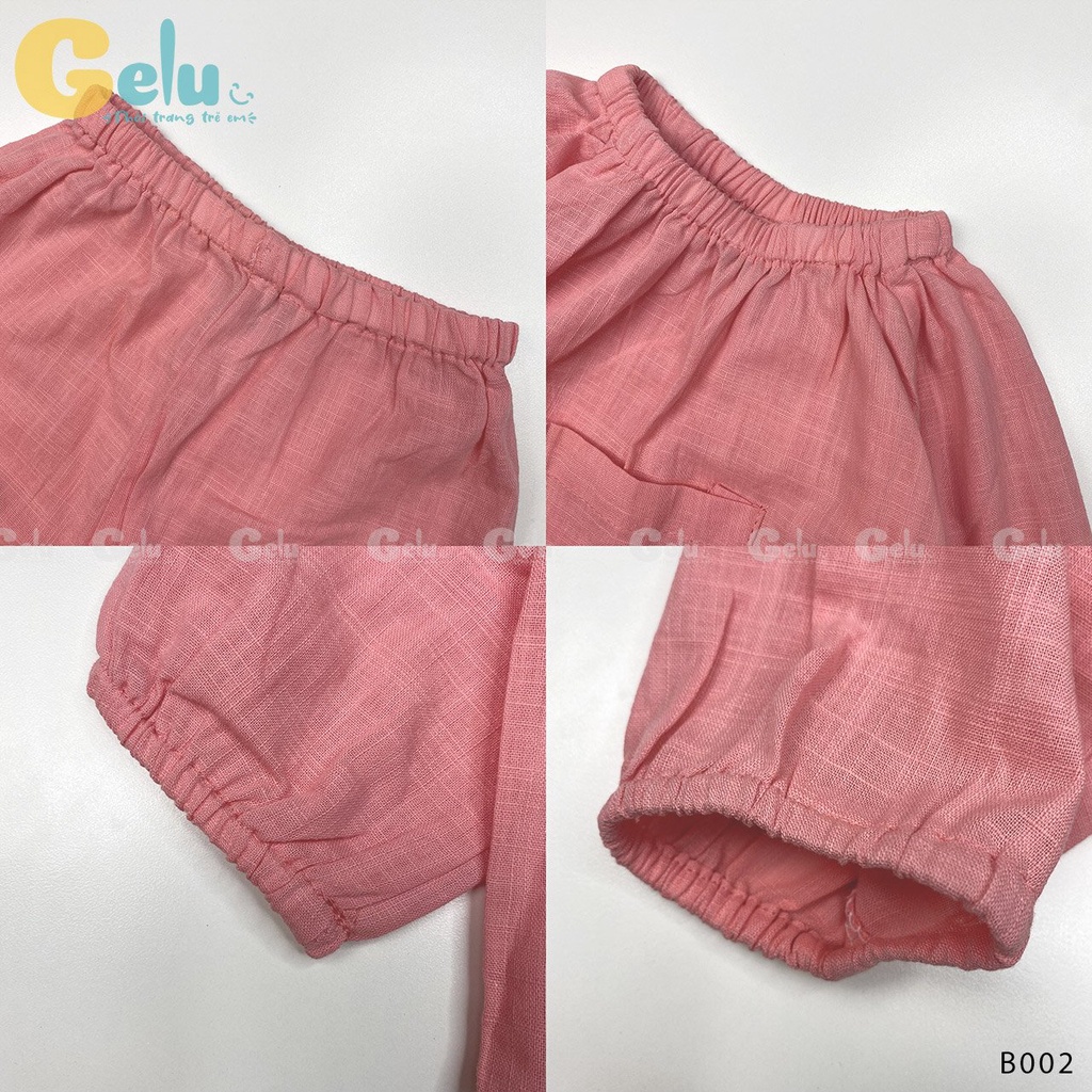 Bộ thu đông cho bé Gelu Kids, bộ ngủ hoa nhí chất liệu đũi linen mềm mịn, an toàn cho bé-GLB002