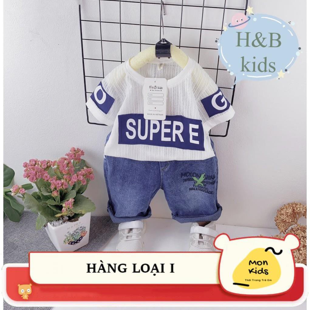 Set áo lưới quần bò xước cho bé [hàng cao cấp], bộ cộc cho bé trai từ 10-22kg siêu thoáng mát, siêu cưng