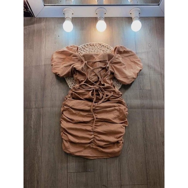 ĐẦM BODY NHÚN TAY PHỒNG ĐAN LƯNG CÓ MÚT BIGSIZE