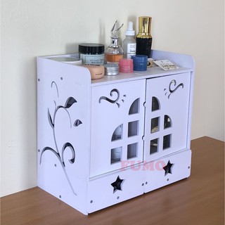 Kệ đựng mỹ phẩm lâu đài gỗ nhựa cao cấp 2 ngăn tủ đựng đồ đa năng FUMO SP005