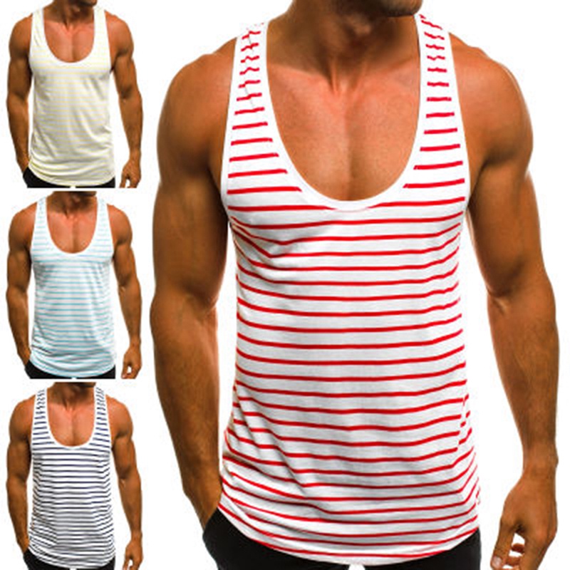 Áo Ba Lỗ Nam Tập Gym Họa Tiết Sọc Ngang