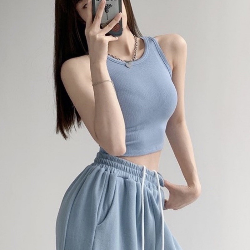 Áo Croptop 3 Lỗ khoét vai màu trơn Pastel Chuẩn Dáng Năng Động thun tăm mềm mịn 13899 FIORI STORE
