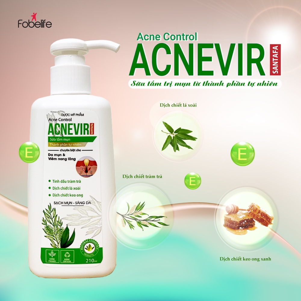 Sữa Tắm Giảm Mụn Lưng, Bệnh Nang Lông ACNEVIR chai 210ml