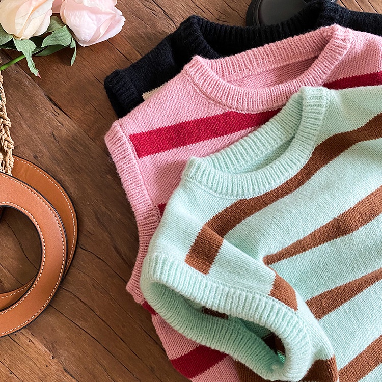 Áo gile len cho bé gái, bé trai từ 8-30kg len đan phong cách Hàn mịn dày ấm chính hãng Ambb kids mã X051