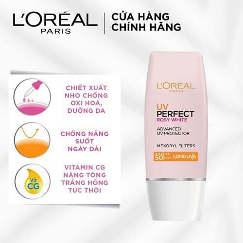 KEM CHỐNG NẮNG L'OREAL UV PERFECT MÀU HỒNG UV Perfect Instant White