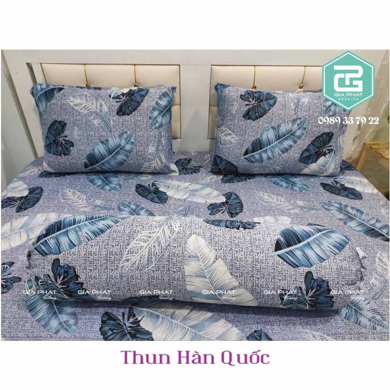 Bộ ga gối Thun Lạnh Hàn Quốc  họa tiết Lá Chuối