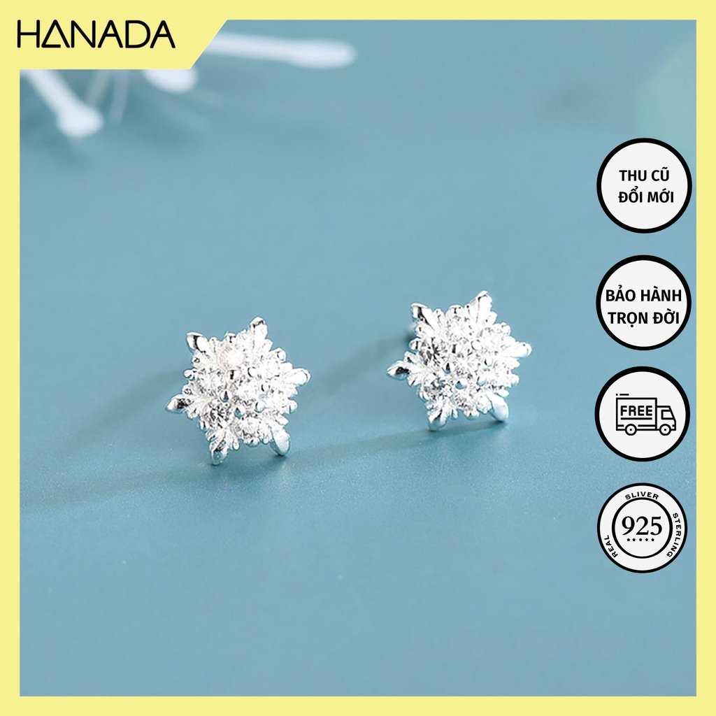 Bông Tai Bạc 925 Hanada Hoa Tuyết 0492