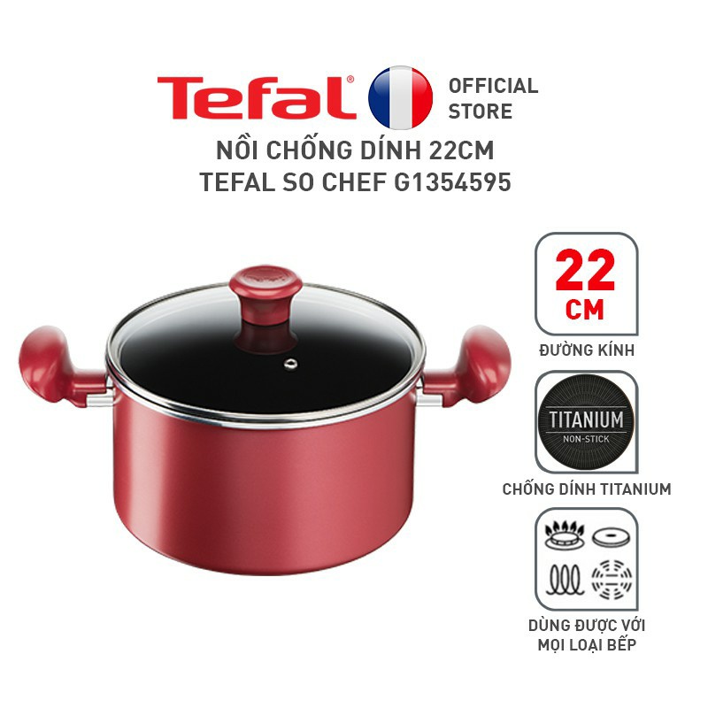 Nồi Tefal So Chef 22cm - Dùng mọi loại bếp - Báo nhiệt thông minh