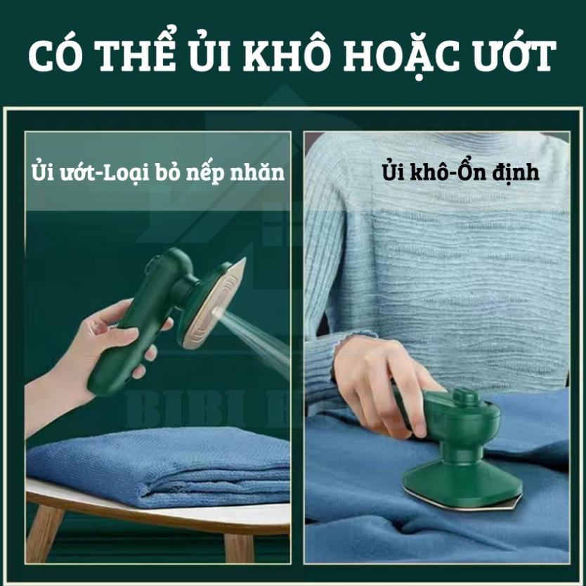 Bàn ủi hơi nước màu xanh cầm tay mini, bàn là hơi nước mini du lịch 33w nhỏ gọn tiện dụng