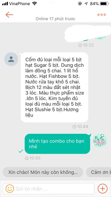 Combo nguyên liệu làm slime cho khách ( đặt trước)