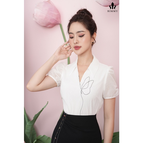 Áo sơ mi trắng thêu hoa Rimmy Hebe Shirt