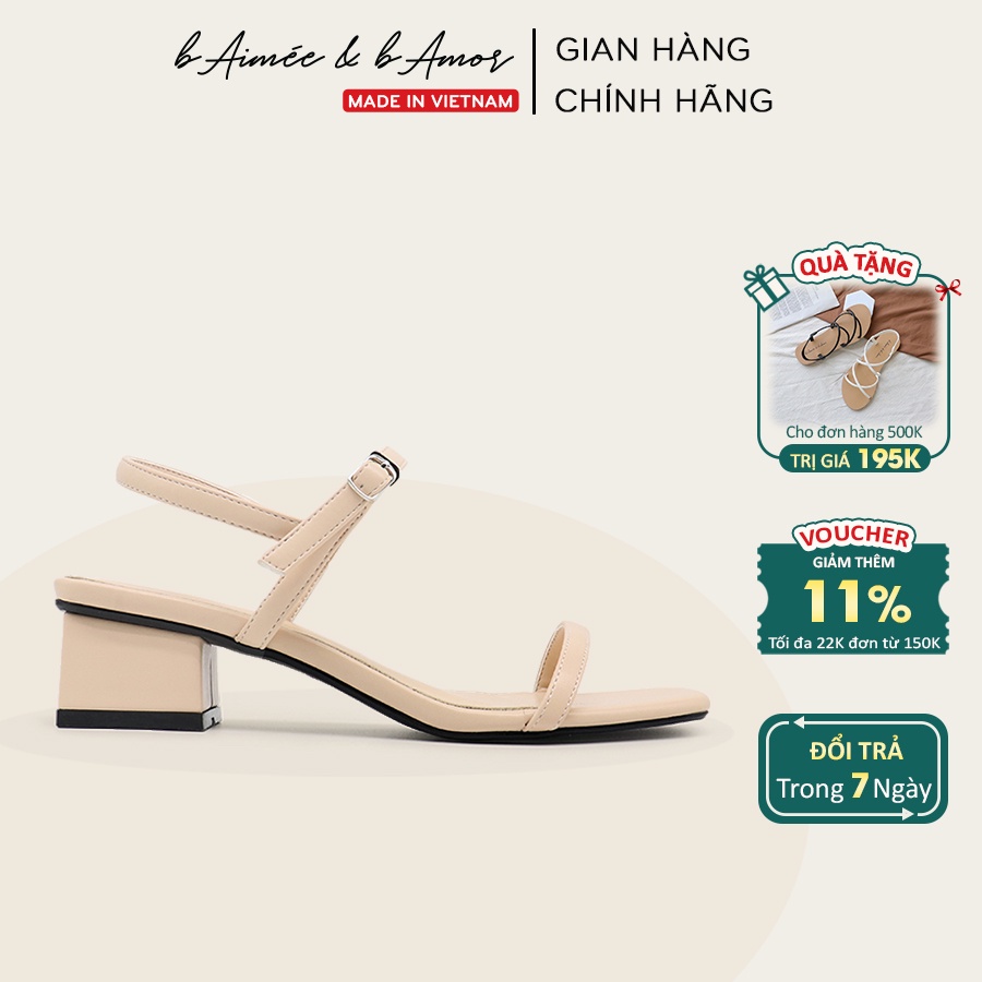 Sandal cao gót nữ 3 phân quai mảnh gót vuông mũi vuông thời trang hàn quốc đẹp cao cấp bAimée &amp; bAmor - MS1588