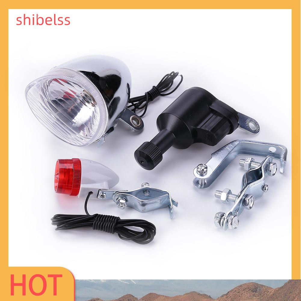 （ʚshibelss）Bike Cycling Dynamo Lights Set Safety No Batteries Needed Headlight Rear