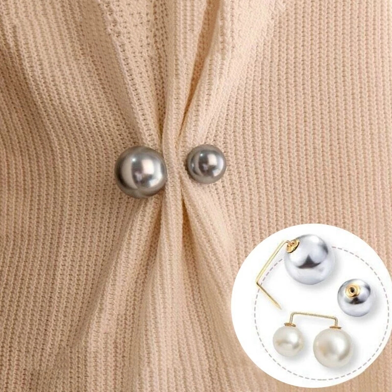 3Pcs/set Fashion Double Pearl Pins/INS Artificial Pearl Cardigan Brooch / Ladies Vintage Suit Corsage Fixed Cardigan Jewelry Accessories