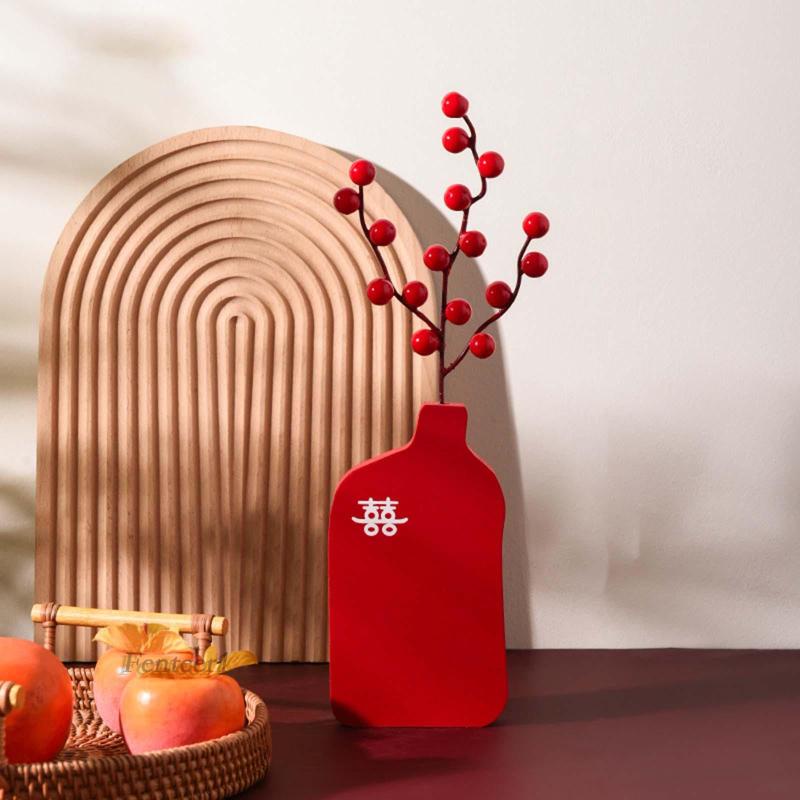 [Fenteer1] Bình Hoa Màu Đỏ Điêu Khắc Trung Tâm Trang Trí Phòng Khách Đám Cưới