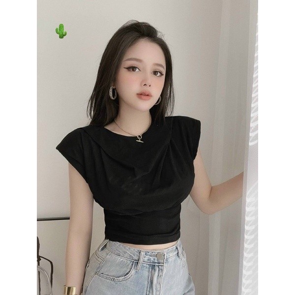 Áo kiểu nữ form croptop rỗng bo eo