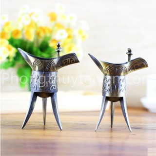 Ly chum ĐỒNG 3 chân Càn Long (bàn thờ,uống rượu...)