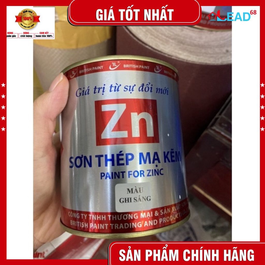 Sơn thép mạ kẽm ZN màu ghi sáng hộp 800ml