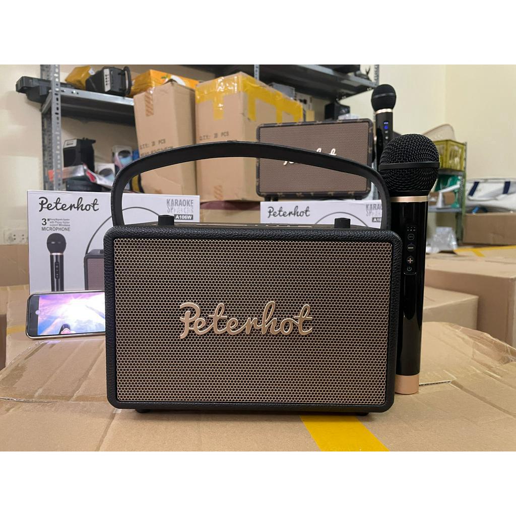 Loa Bluetooth PeterHot Âm Thanh Siêu Chất Tích Hợp Cổng Micro 6.5 Karaoke, 2 Micro Không Dây – Bảo Hành 12 Tháng