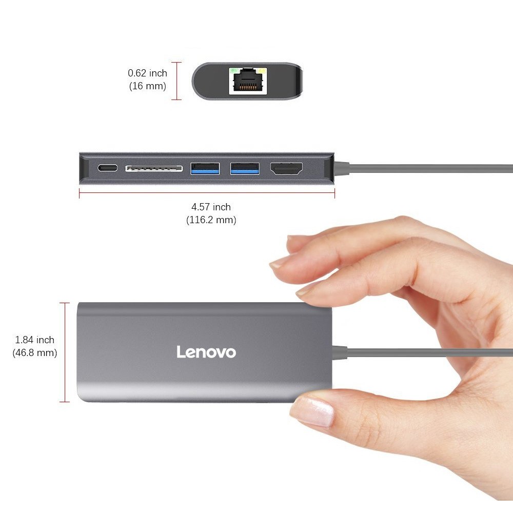 CÁP TYPE-C -&gt; 2 USB 3.0 + HDMI + LAN + SD LENOVO (C109GY)