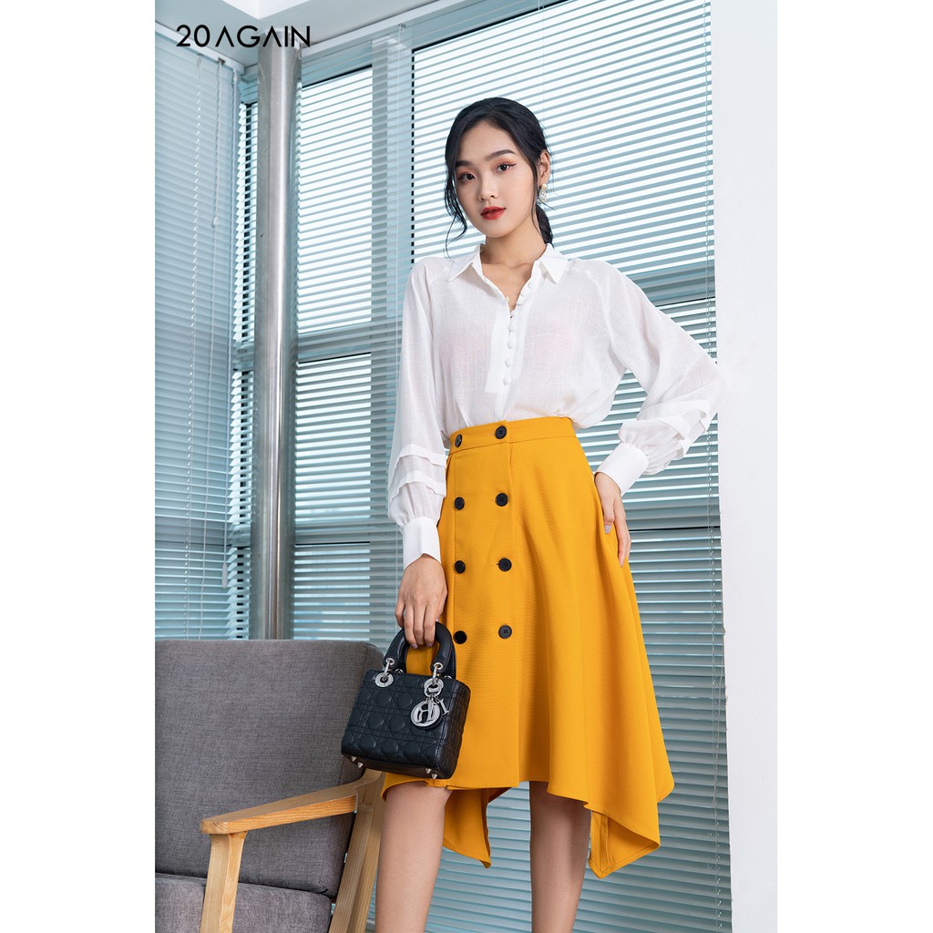 Áo sơ mi dài tay khuyết dây cổ 20AGAIN ASA0991 | BigBuy360 - bigbuy360.vn
