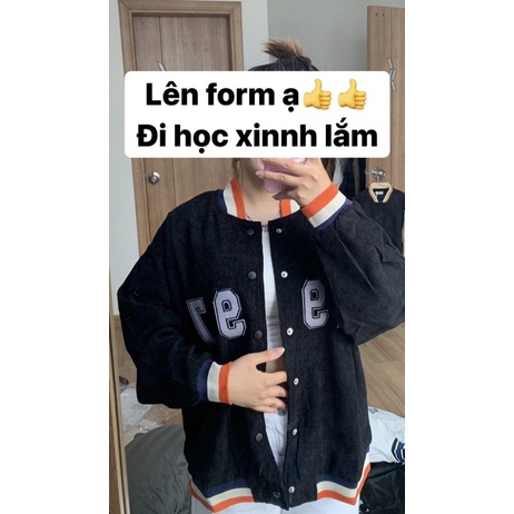 Áo bomber nhung tăm basic 1997 hai lớp form rộng unisex nam nữ