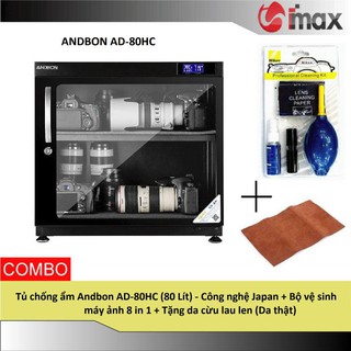 Tủ chống ẩm andbon ad-80hc - công nghệ japan + bộ vệ sinh máy ảnh 8 in 1 + tặng da cừu lau len