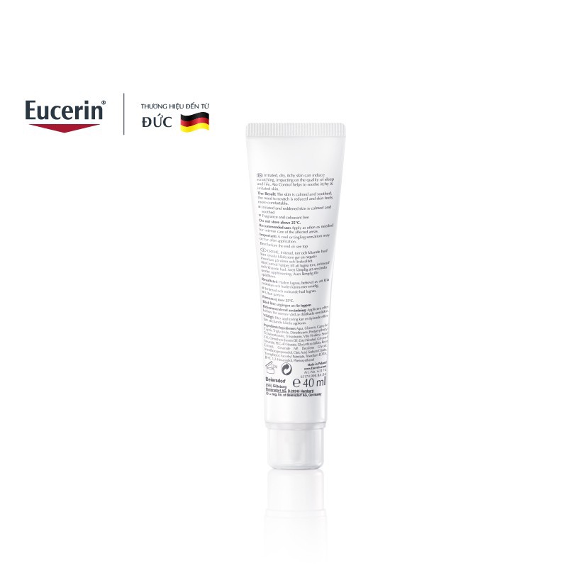 Kem Dưỡng Da Eucerin Ato Control Acute Care Cream 40ml - Giảm Ngứa Đỏ, Da Cơ Địa [LỌ CAO]