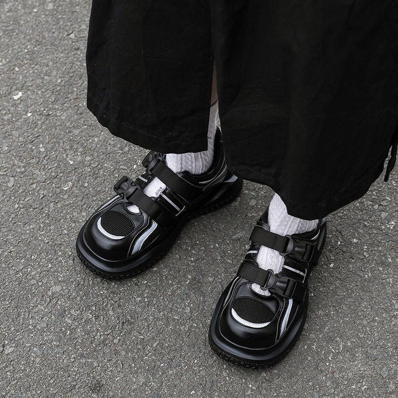 Giày Da Mũi Tròn Đế Dày Thoáng Khí Cài Hai Khóa Phong Cách Nhật Bản Thời Trang Mùa Hè Cho Nam 2022