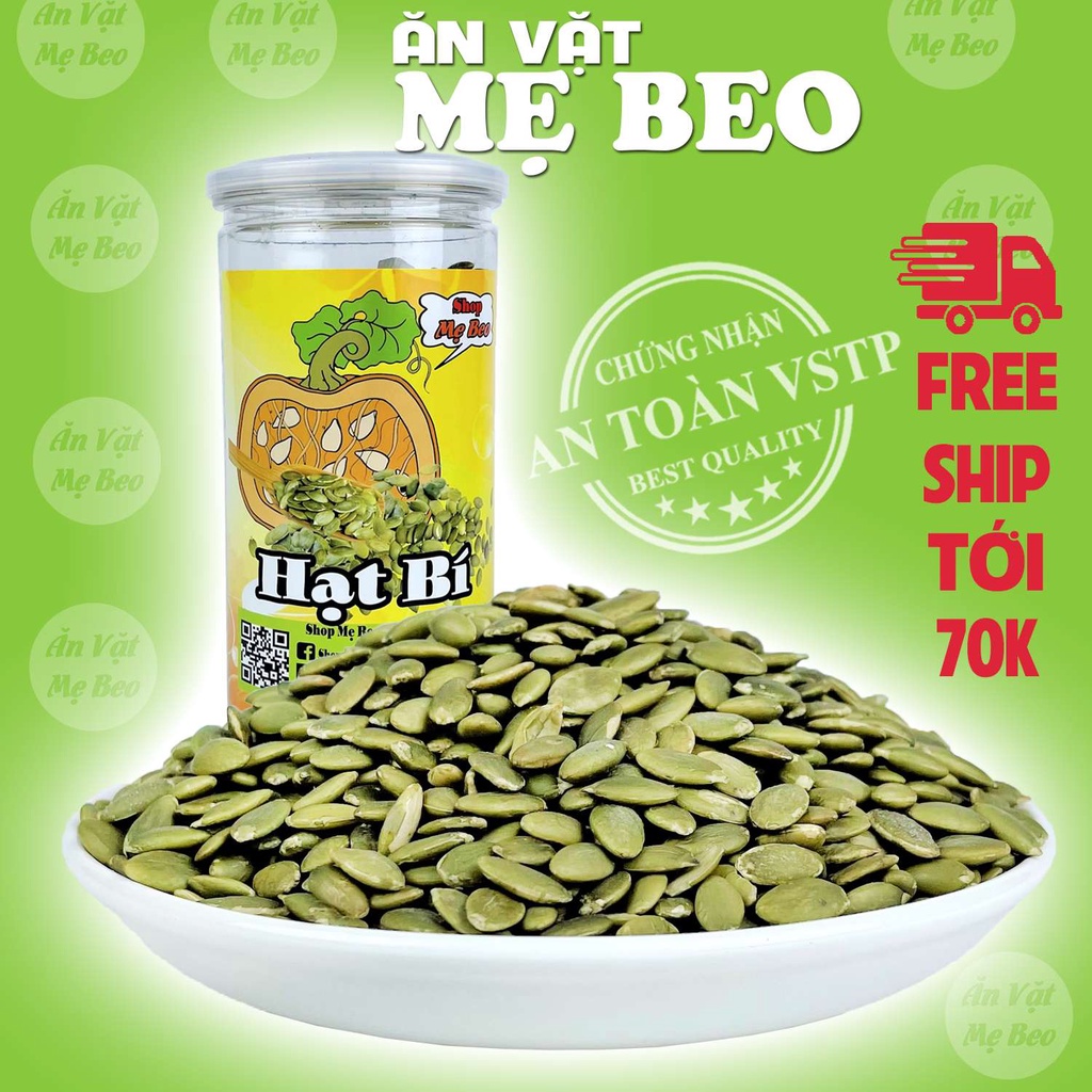 Nhân hạt bí xanh hữu cơ tách vỏ RANG CHÍN hộp 500gr