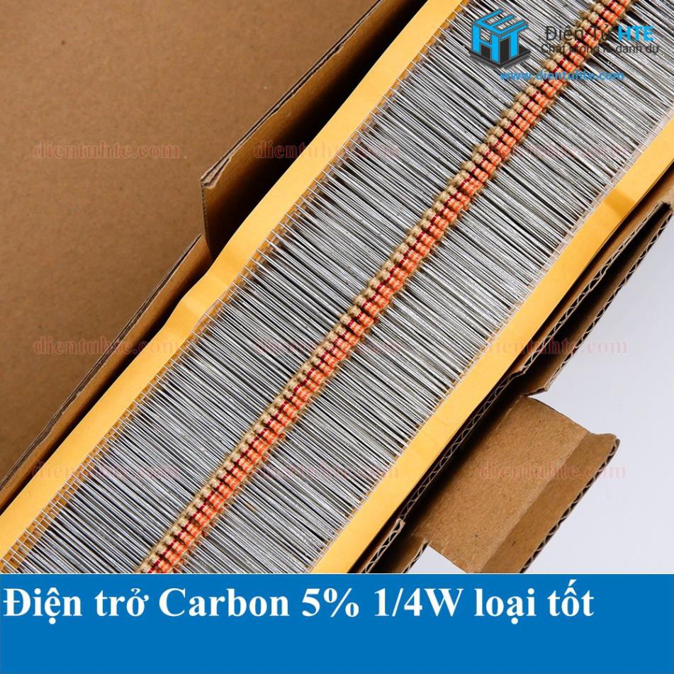 Điện trở 1/4W 5% Carbon các loại loại tốt (Dây 50 con)