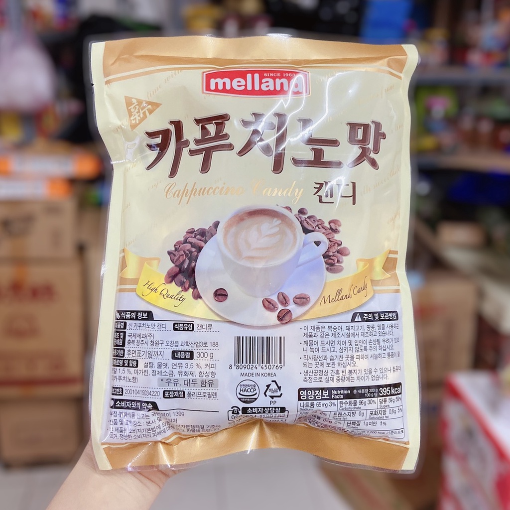 Kẹo capuchino cà phê sữa Melland Hàn Quốc 300g, kẹo cafe coffee siêu ngon
